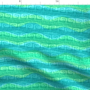 Hawaiian Fabric - Tidal Tribal 13 By Madtropic - Hawaiian Waves Beach Island Vacation Blue Green Cotton Fabric By The Yard With Spoonflower