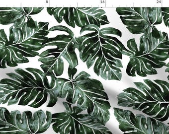 Monstera Fabric - Jungle Monstera Leaves Deep By Crystal Walen - Monstera Tropical Summer Decor Cotton Fabric By The Yard With Spoonflower