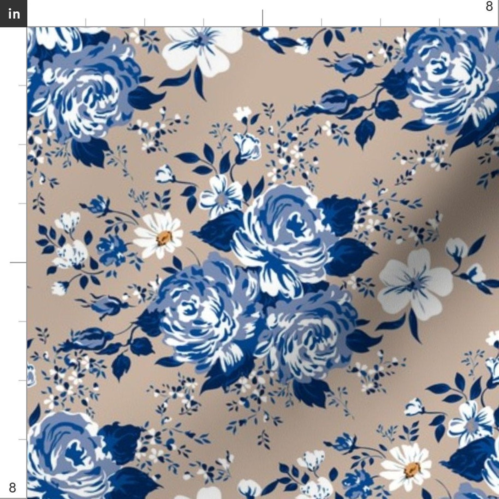 Blue Rose Fabric Blue Roses Pattern by Ka Lou Cottage Chic Etsy