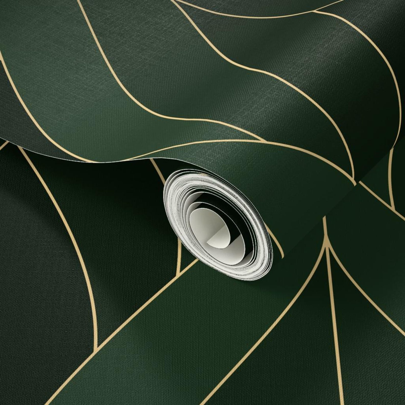 Forest Green Removable Peel and Stick Wallpaper - Art Deco Geometric ...