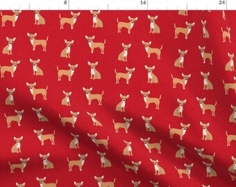 Chihuahua Red Dog Fabric - Chihuahua Pet Quilt Dog Breed Cheater Quilt Coordinate Fabric By Petfriendly - Chihuahua Fabric With Spoonflower