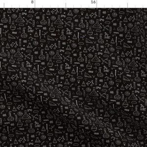 Science Fabric - Back To School Science Physics Math Class Student Lab Black & White By Littlesmilemakers - Cotton Fabric with Spoonflower