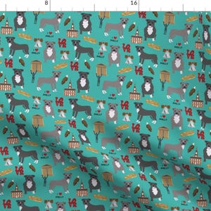Pitbull Fabric - Pitbulls In Philly - Pitbull Philadelphia Travel Turquoise By Petfriendly - Cotton Fabric By The Yard With Spoonflower