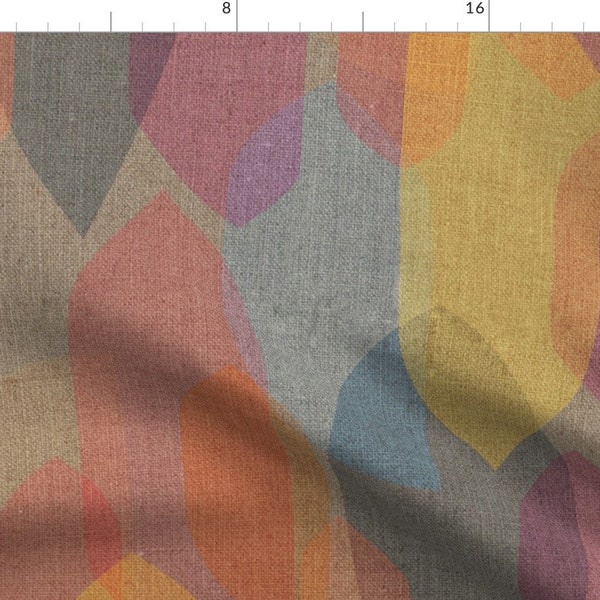 Mid Century Fabric - Colour Blocks by ceciliamok - Vintage Retro Geometric 1960s 1950s Color Block Rainbow Fabric by the Yard by Spoonflower