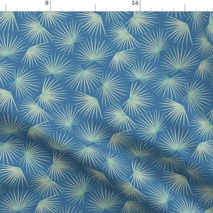 Palm Leaf Fabric - Blue Palms By Dearchickie - Palm Fronds Tropical Mod Beach Blue  Cotton Fabric By The Yard With Spoonflower