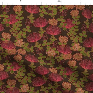 Hawaiian Floral Fabric - Ohia Lehua Pink by hnldesigns - Ohia Lehua Myrtle Flower Tropical Island Fabric by the Yard by Spoonflower