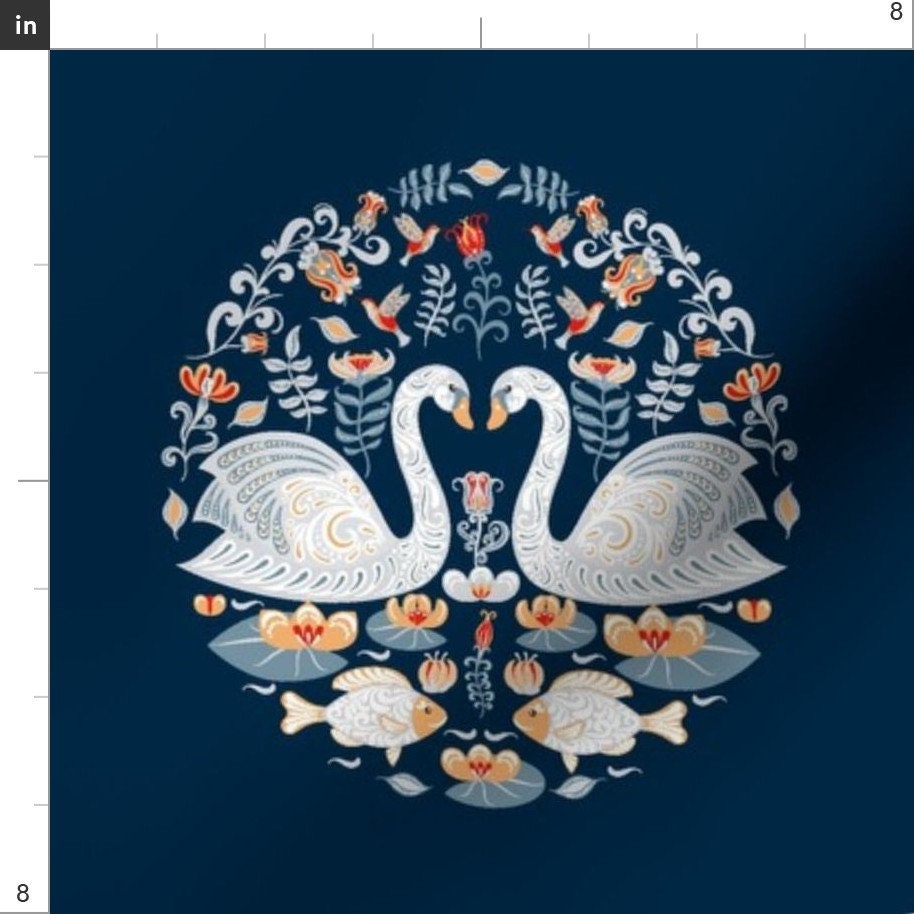 コットンの白鳥刺繍テンプレート - イリーナ・スカスカ作の白鳥 - 6