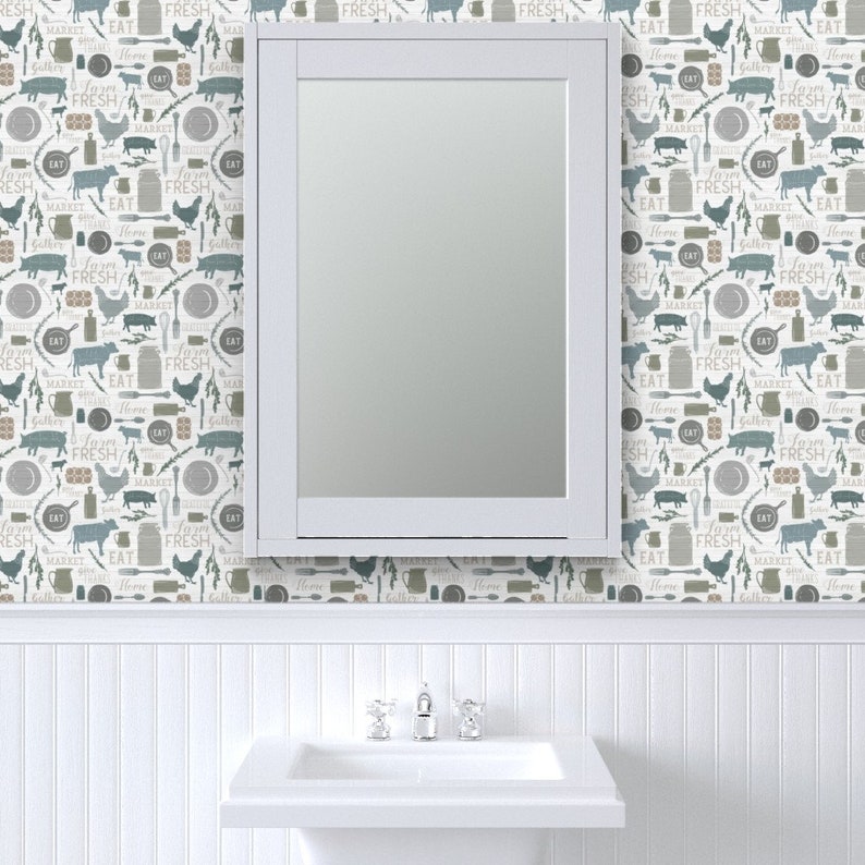 Farmhouse Wallpaper - Sing For Your Supper Gather Round Give Thanks - Custom Printed Removable Self Adhesive Wallpaper Roll by Spoonflower image 8