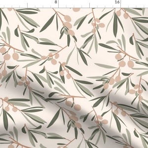 Neutral Olives Fabric - Olives by dyesandpigments - Beige Sage Green Natural Organic Modern Mediterranean  Fabric by the Yard by Spoonflower