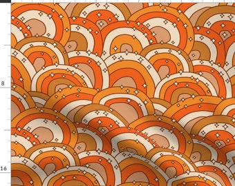 Orange 1970s Fabric - Retro Rainbows And Stars by a_spacecat - Vintage Nostalgia Arches Rainbows Fabric by the Yard by Spoonflower