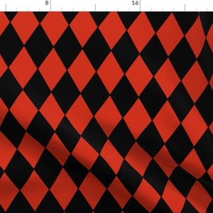 Harlequin Fabric - Harlequin Diamonds ~ Black And Red By Peacoquettedesigns - Harlequin Cotton Fabric By The Yard With Spoonflower