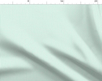 Mint Gingham Fabric - Gingham Mint Green By Misstiina - Gingham Mint Green White Plaid Checked Cotton Fabric By The Yard With Spoonflower