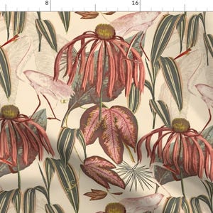 Tropical Botanical Fabric - Heron Park By Cooper+Craft - Tropical Botanical Garden Home Decor Cotton Fabric By The Yard With Spoonflower