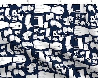 So Many Dogs Fabric - Dogs Navy - Rotated By Laurawrightstudio - Railroaded Dogs Pups Pets Cotton Fabric By The Yard With Spoonflower