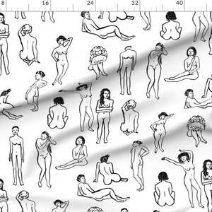 Black And White Fabric - The Women by dasbrooklyn - Life Drawing Natural Body Womens Health Feminist Woman Fabric by the Yard by Spoonflower image 2
