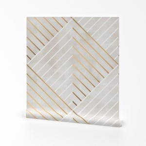 Art-Deco-Tapete - Wright Von Amy Maccready - Art-Deco-Marmor Jumbo Geometrisches Glam Entfernbare selbstklebende Tapetenrolle von Spoonflower
