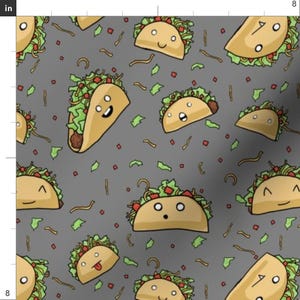 Novelty Fabric - Party Tacos by stormi_morgan - Food Tacos Cute Confetti Cheese Lettuce Tomato Taco Faces Fabric by the Yard by Spoonflower image 3