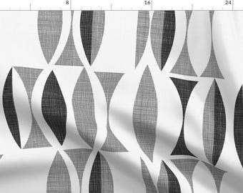 Mid Century Modern Fabric - Field In Black And White By Chicca Besso - Seventies Mod Cotton Fabric By The Yard With Spoonflower