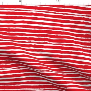 Red And White Fabric - Painted Stripes by charlottewinter - Nautical Stripe Christmas 4th Of July Fabric by the Yard by Spoonflower