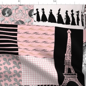 Pink Nursery Quilt Fabric - Promenade In Paris ~ Cheater Quilt By Peacoquettedesigns - Pink Cotton Fabric By The Yard With Spoonflower