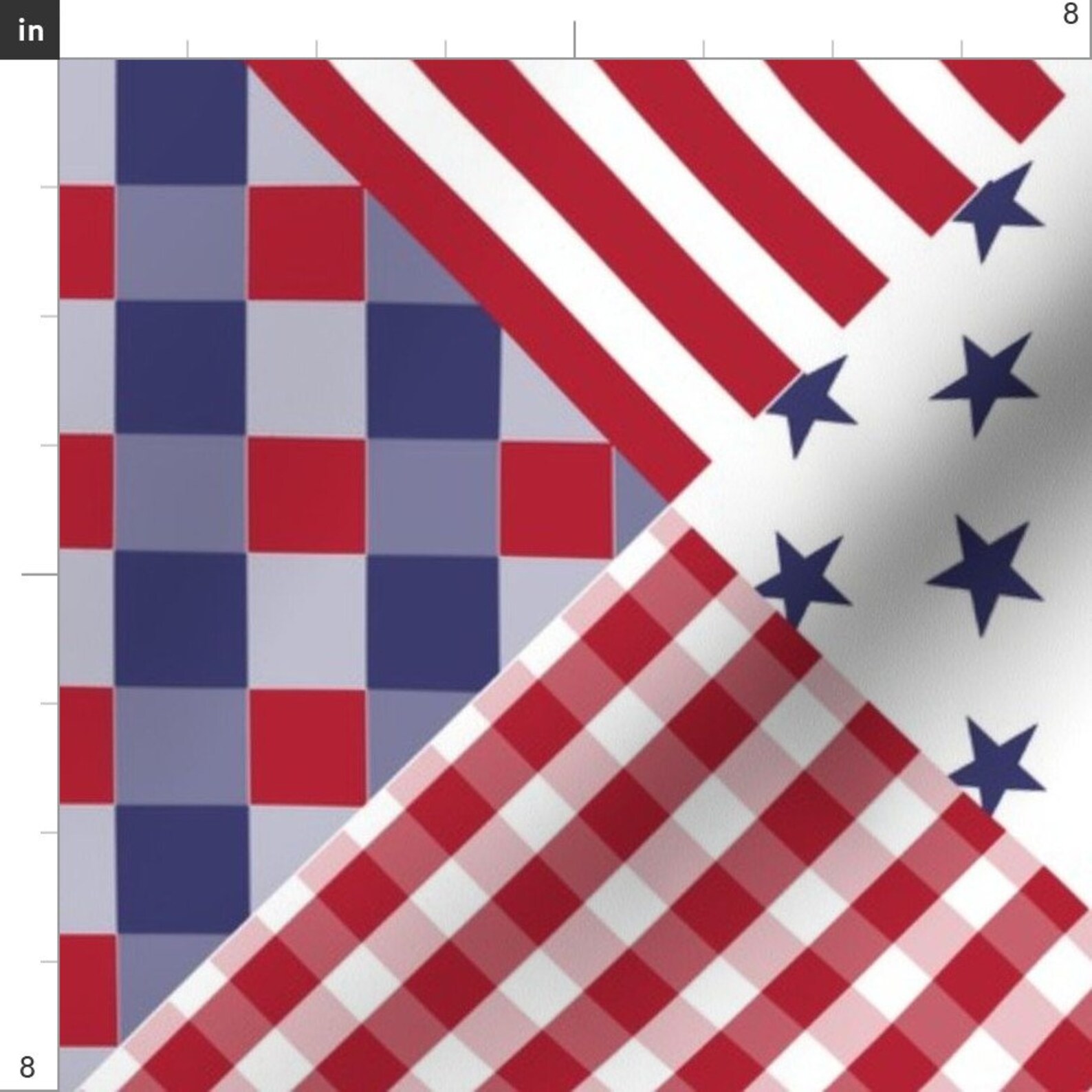 Patriotic Quilt Fabric Usa July 4th Red White Blue by Paper Etsy