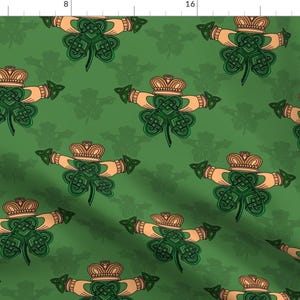 Celtic Knot Fabric - Irish Celtic Claddagh  by irishvikingdesigns - Irish Shamrock St Patrick&#39;s Day Crown Fabric by the Yard by Spoonflower