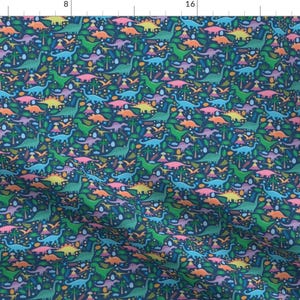 Neon Pattern Dinosaur Prehistoric Animal Fabric - Dinosaurs By Silveroakdesign - Dinosaur Cotton Fabric By The Yard With Spoonflower