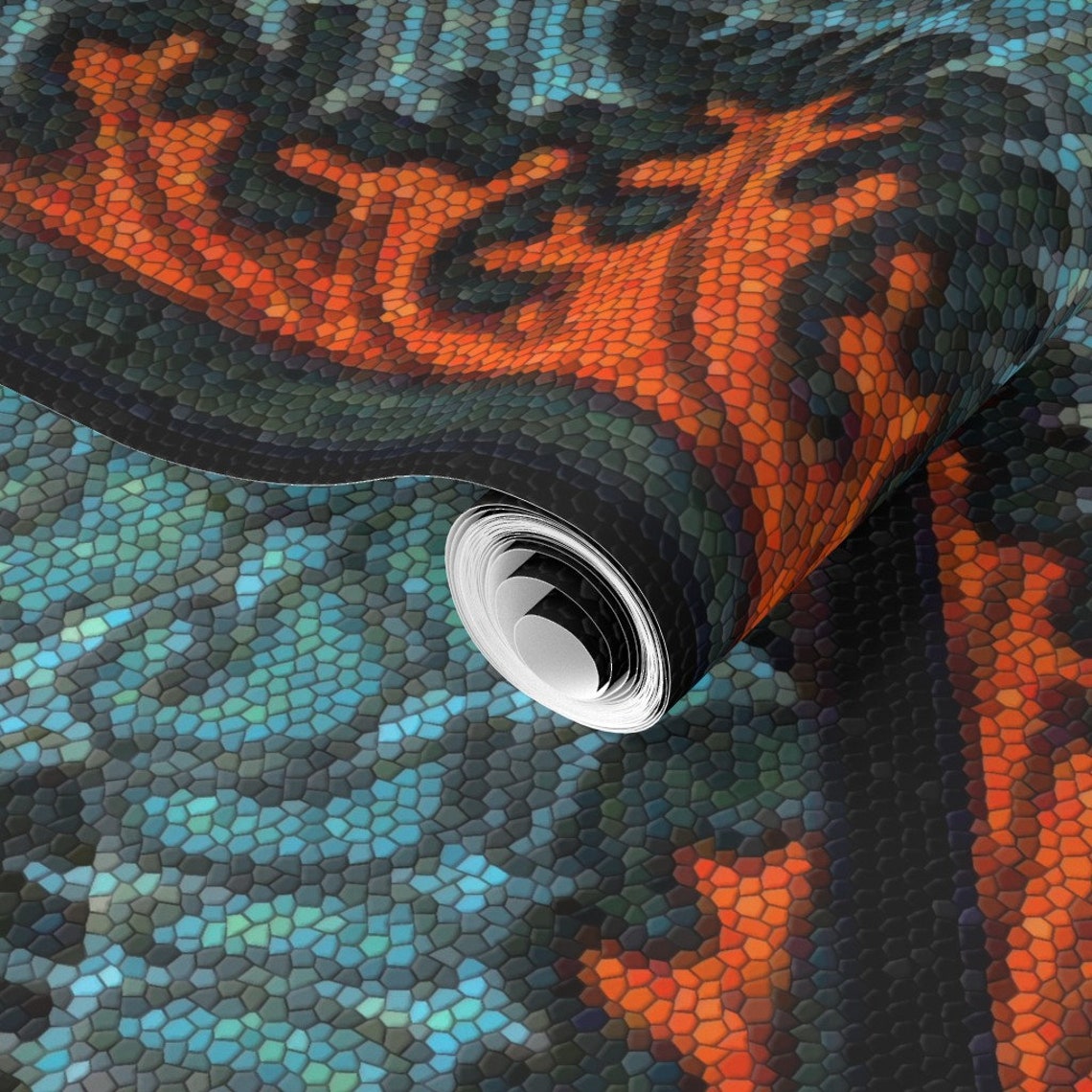 Mosaic Wallpaper Seahorse Mosaic by Peacoquettedesigns - Etsy