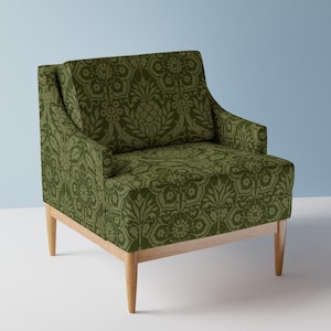 Green Antique Floral Upholstery Fabric- Day&#39;s Damask by red_tansy - Victorian Traditional Damask  Fabric By The Yard With Spoonflower