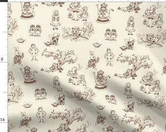 Alice In Wonderland Toile Fabric - Alice In Wonderland Toile By Mytinystar - Fairytale Storybook Cotton Fabric By The Yard With Spoonflower