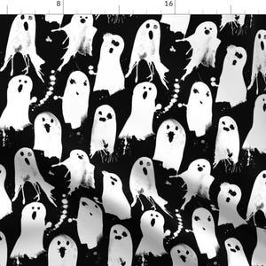 Splatter Ghosts Fabric - Halloween-Not So Scary Splattered Ghosts By Karismithdesigns - Ghosts Cotton Fabric By The Yard With Spoonflower