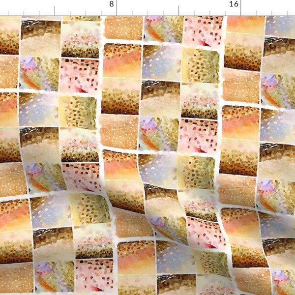 Trout Fabric - Catch Release By Susan Dickenson - Trout Fish Lake Fly-Fishing Skin Colors Rainbow Cotton Fabric By The Yard With Spoonflower