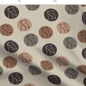 Greyhound Fabric - Sighthound Neutral Polka Dot Pet Dog Whippet Italian Coffee Brown By Lobitos - Cotton Fabric By The Yard With Spoonflower