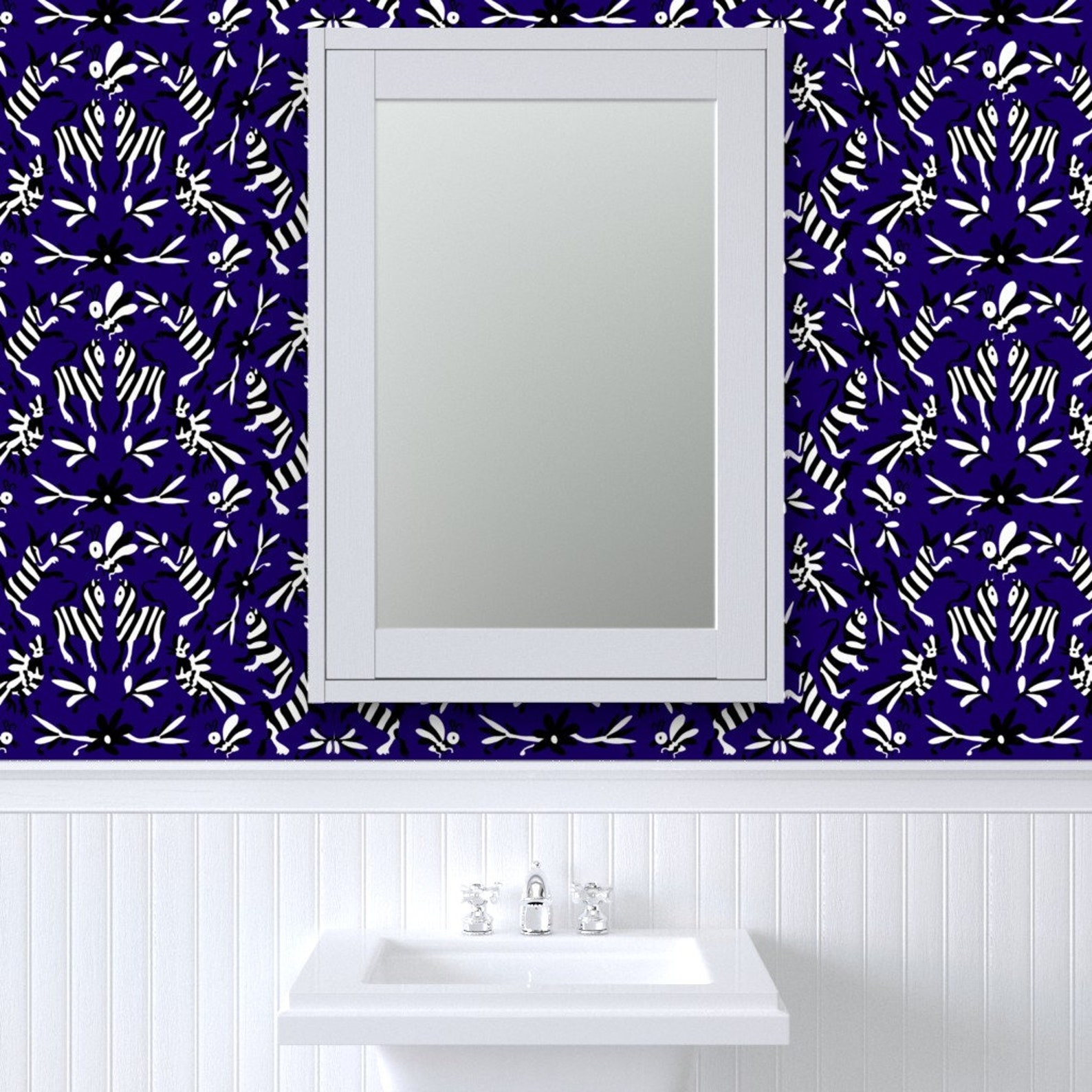 Otomi Print Blue Wallpaper Navy Otomi by Thestylesafari Etsy