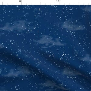 Blue Fabric - Summer Night Sky by forest&sea -  Stars Nature Clouds Night Sky Constellations Summer Fabric by the Yard by Spoonflower