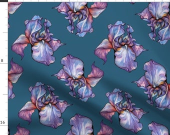 Iris Fabric - Iris 2 ( Jade Iris ) By Elena Naylor - Iris Floral Home and Nursery Decor Cotton Fabric By The Yard With Spoonflower