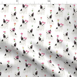French Bulldog Fabric - Frenchie French Bulldog White Coordinates Nursery By Charlottewinter - Cotton Fabric by the Yard with Spoonflower