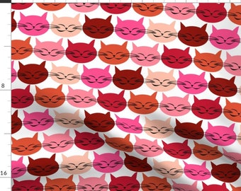 Happy Cats Fabric - Chat C Est Toi Le Chat Rouge M By Nadja Petremand - Happy Cats Home Decor Cotton Fabric By The Yard With Spoonflower