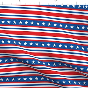 USA Fabric - Stars And Stripes By Sixsleekswans - Red White And Blue Patriotic American Cotton Fabric By The Yard With Spoonflower