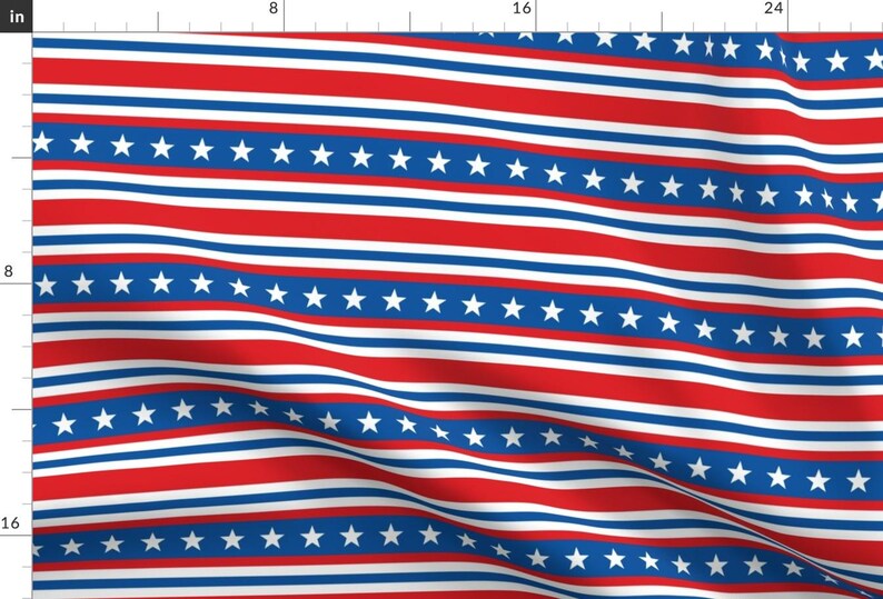 USA Fabric - Stars And Stripes By Sixsleekswans - Red White And Blue Patriotic American Cotton Fabric By The Yard With Spoonflower image 1