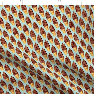 Chocolate Ice Cream Cones Fabric - Chocolate Ice Cream By Kellygilleran - Chocolate Ice Cream Cotton Fabric By The Yard With Spoonflower