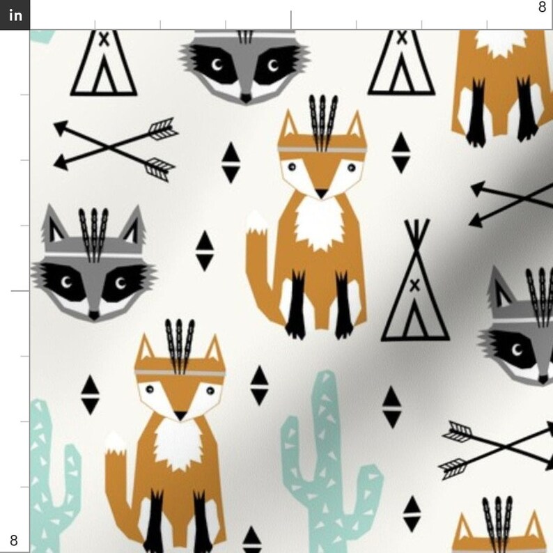 Southwest Fabric Baby Teepee Fox Raccoon Arrows Cactus Etsy