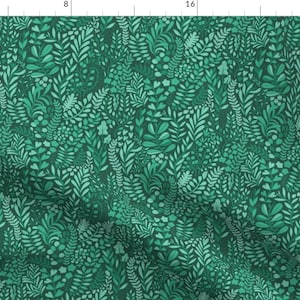 Green Botanical Fabric - Beautiful Botanical Leaves Pattern Green Dark Small By Kostolom3000 - Cotton Fabric By The Yard With Spoonflower