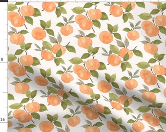 Peaches Fabric - Peaches By Mintpeony - Peaches Summer Georgia Orange Fruit Blossoms Southern Cotton Fabric By The Yard With Spoonflower