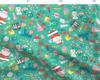 Whimsical Christmas Fabric - Xmas Confetti By Edward Elementary - Holiday Festive Santa Gifts Cotton Fabric By The Yard With Spoonflower