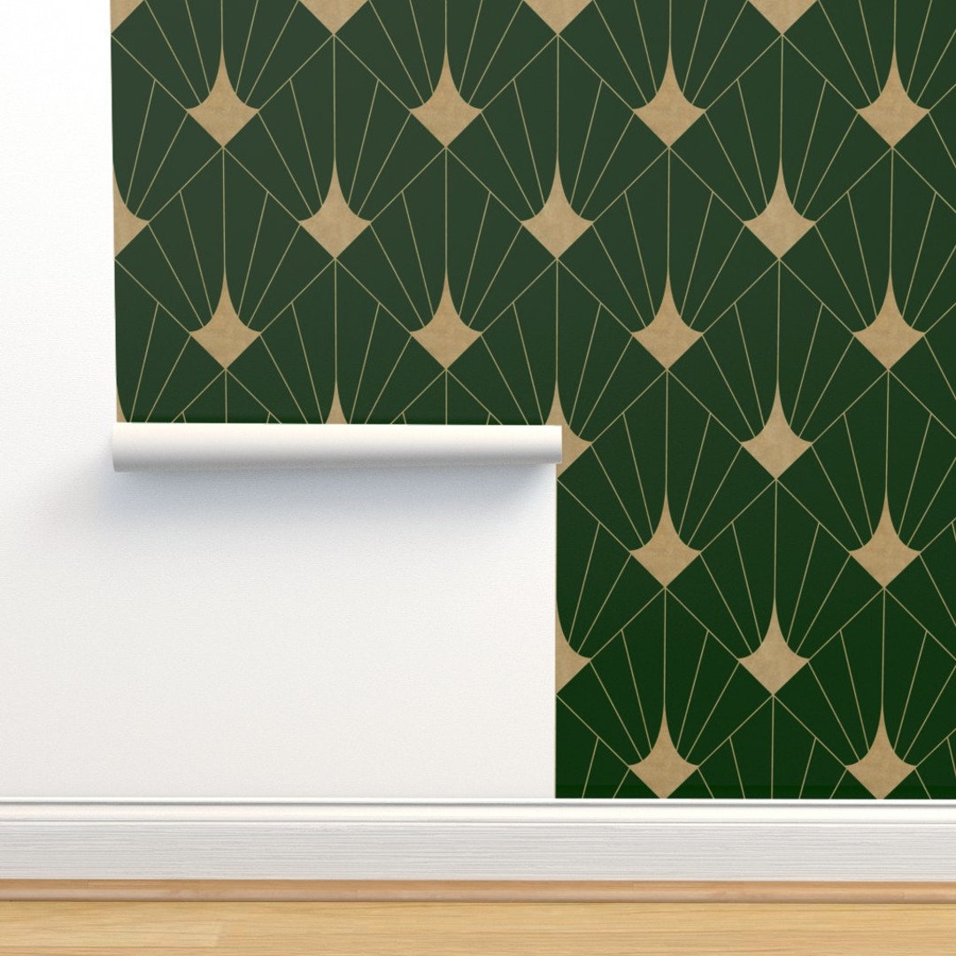 Art Deco Wallpaper Art Deco Green and Gold by Etsy