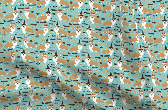 Corgi Dogs Digital Printed Linen Cotton Fabric Curtain Upholstery Craft Cushions