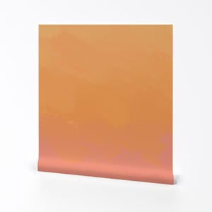 Behang koraal zonsondergang - Sunset By Natalie-K - Pink Coral Orange Mountains Ombre Fade verwijderbare zelfklevende behangrol van Spoonflower