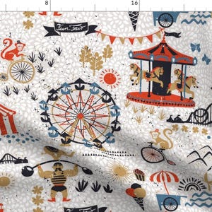 Fair Fabric - My Inner Child - Funfair  by design_dannick - Circus Carnival Amusement Ferris Wheel Monkey Fabric by the Yard by Spoonflower