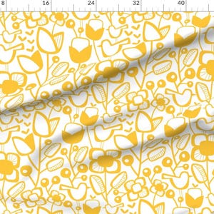 Scandinavian Fabric - Jumbo Scale Scandinavian Garden By Mariana Valladares - Yellow White Spring Cotton Fabric By The Yard With Spoonflower image 2